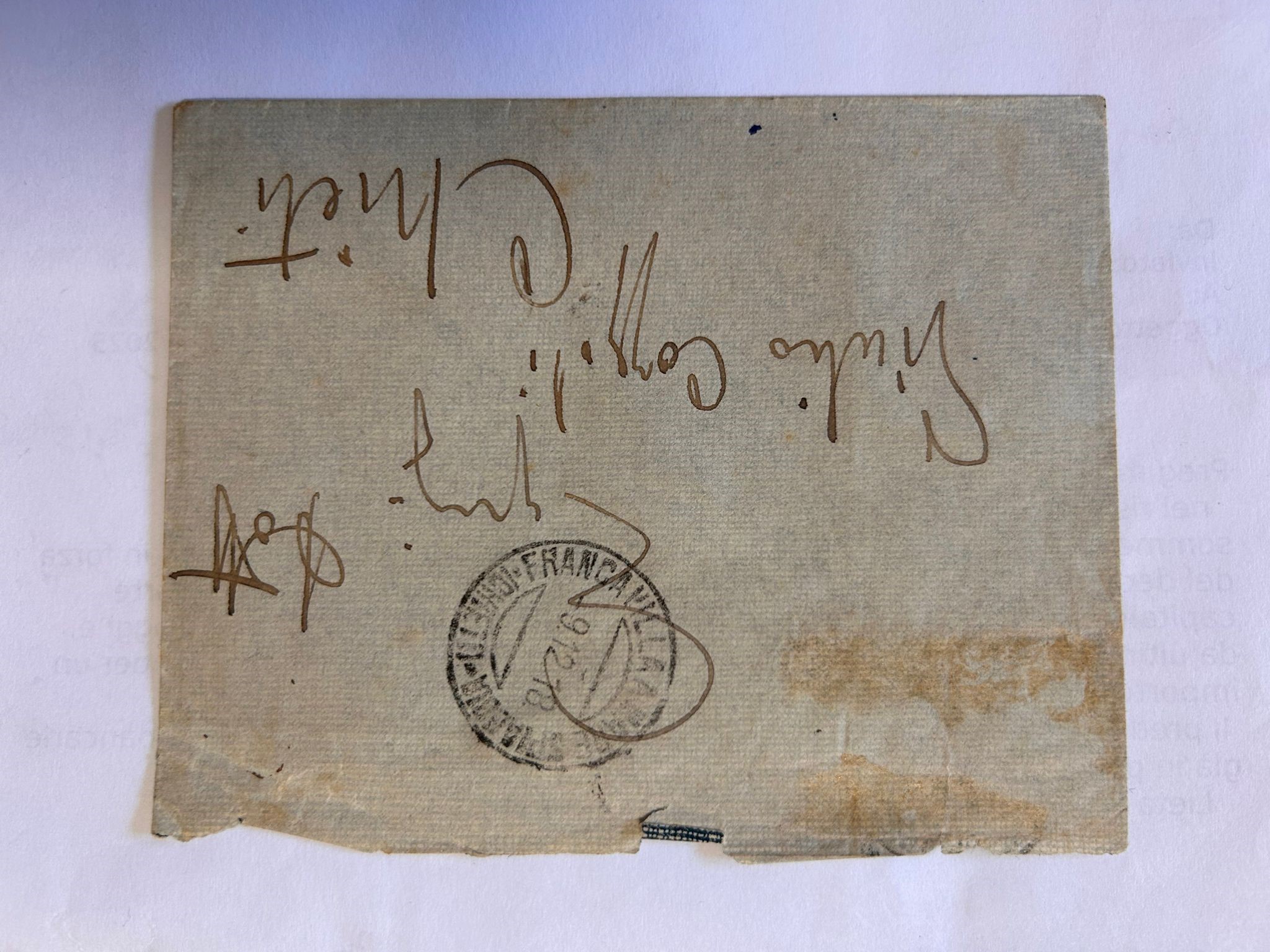 Michetti, Lettera autografa indirizzata al Dott. Giulio Cozzoli con busta, 9 dicembre 1918