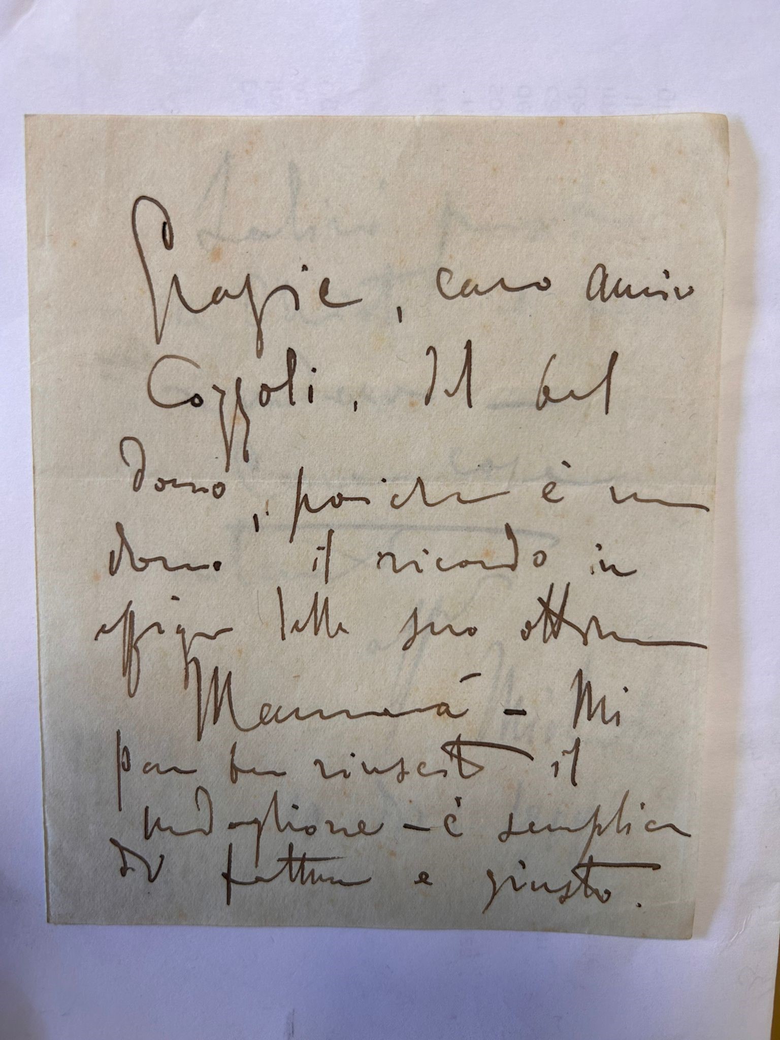 Michetti, Lettera autografa indirizzata al Dott. Giulio Cozzoli con busta, 9 dicembre 1918