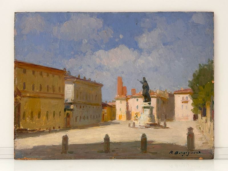 Veduta di piazza con una statua