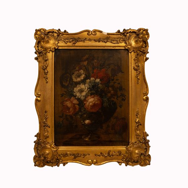 Pittore lombardo -Natura morta con vaso di fiori