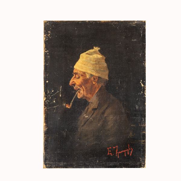 Eugenio  Zampighi - Vecchio con pipa