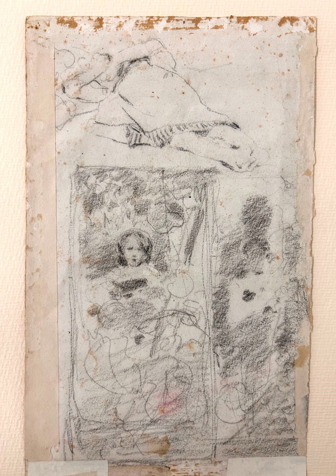 Francesco Paolo Michetti - Figura di bambina, grafite e carboncino su carta
