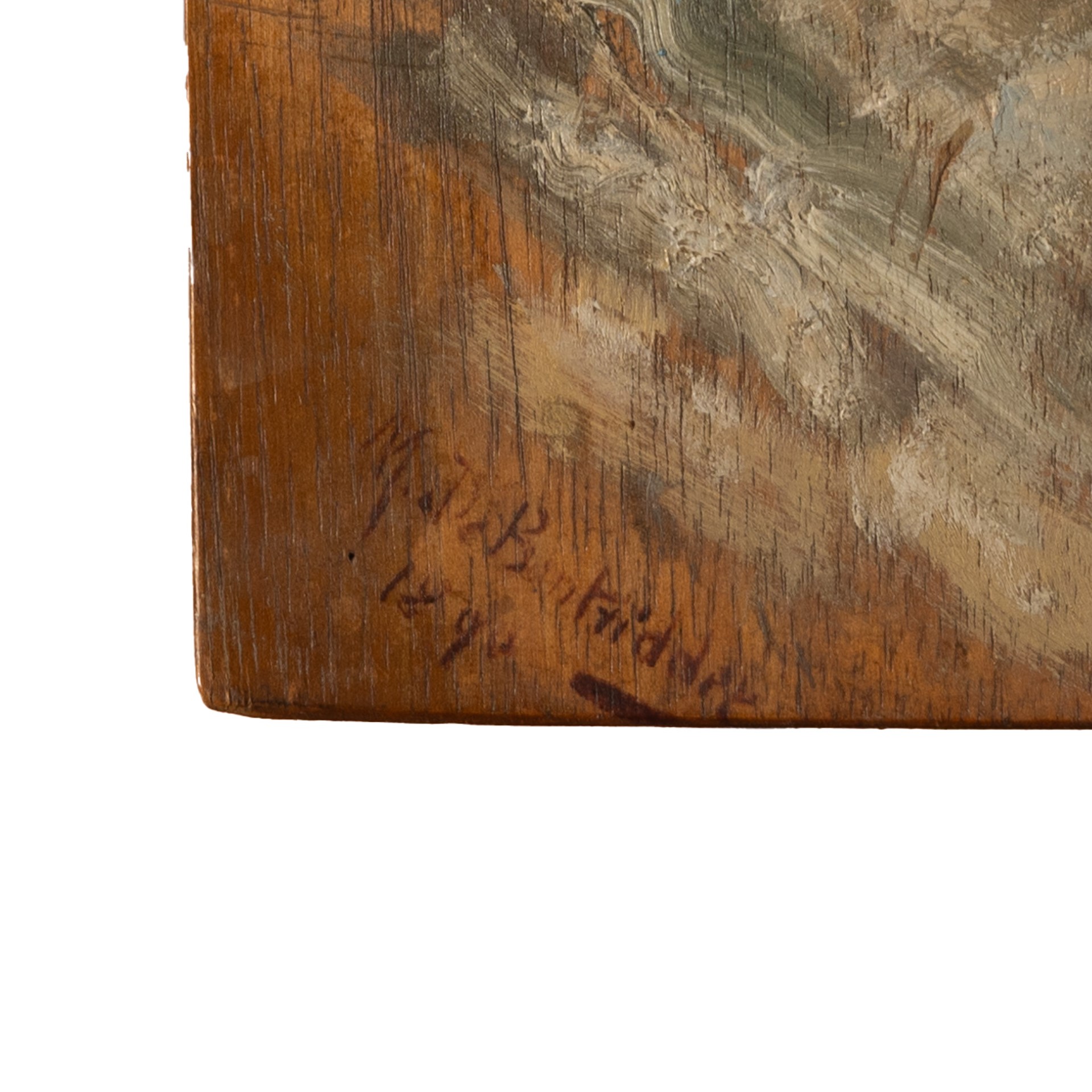 Tavolozza dipinta con giovane donna sulla battigia