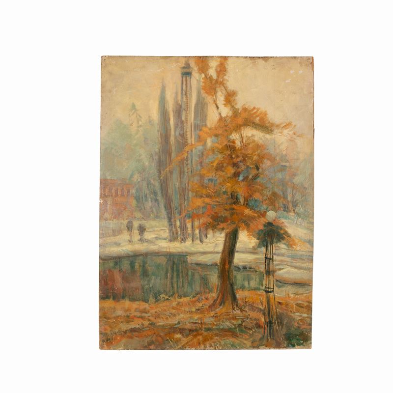 Raimondo Giovanetti - Inverno al parco, olio su tavola
