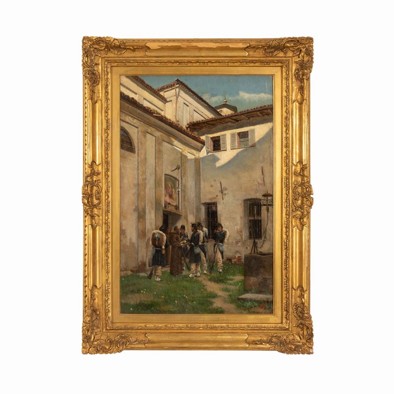 Gruppo di soldati con sacerdote