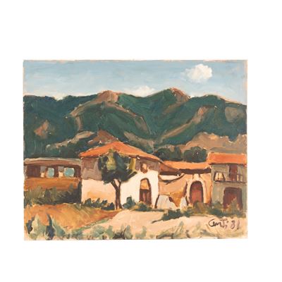 Paesaggio, olio su cartone telato