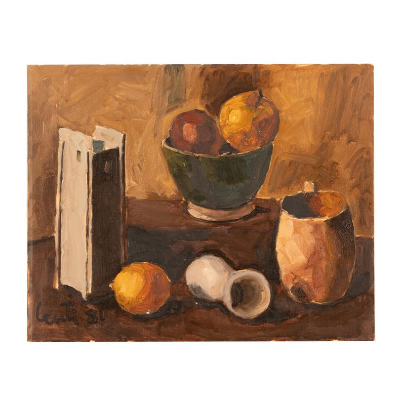 Giuseppe Centi - Natura morta, olio su cartone telato