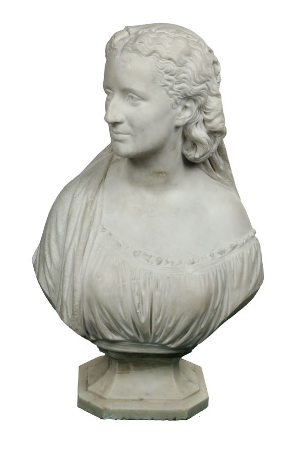 Karl Cauer - Busto muliebre in marmo bianco