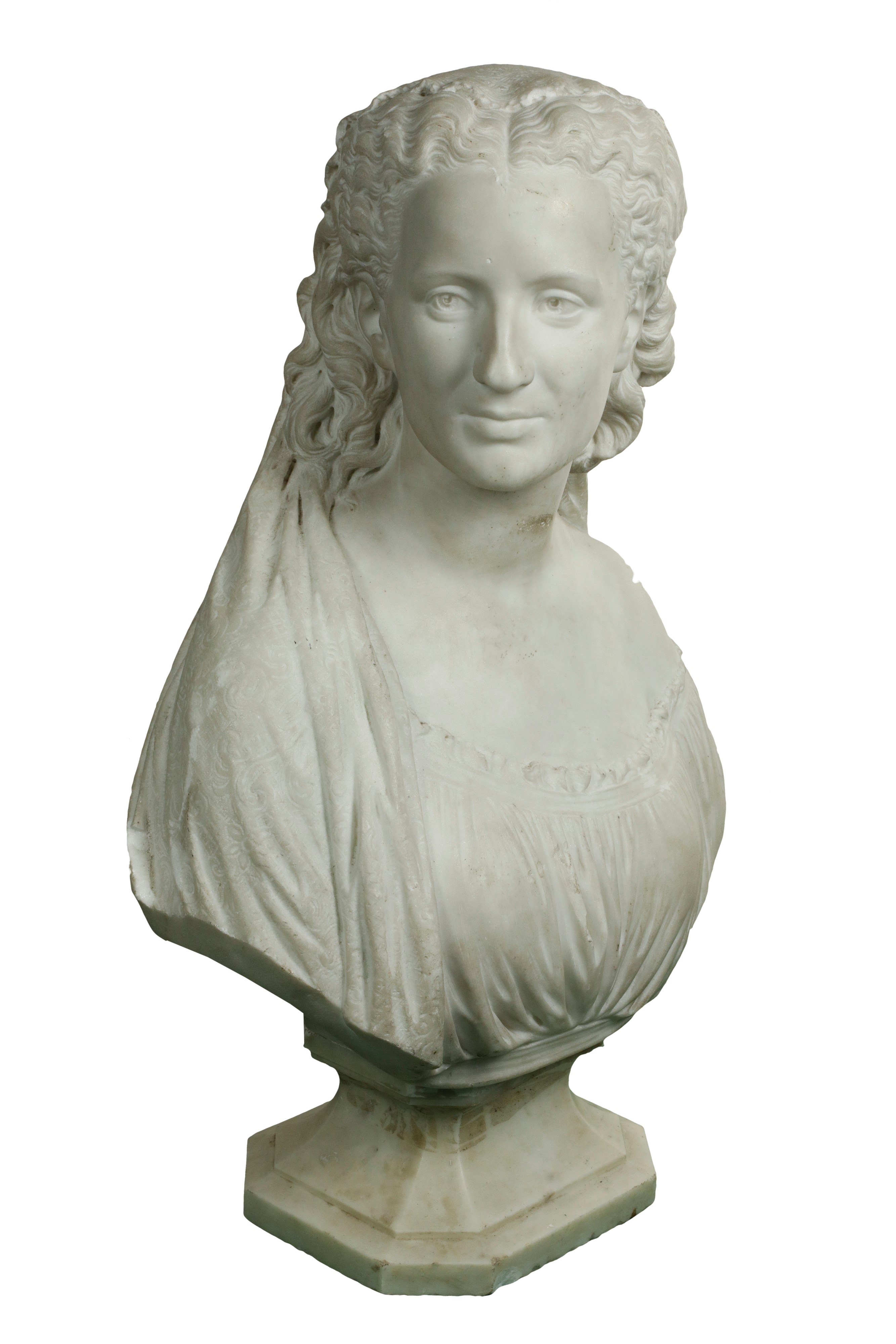 Busto muliebre in marmo bianco