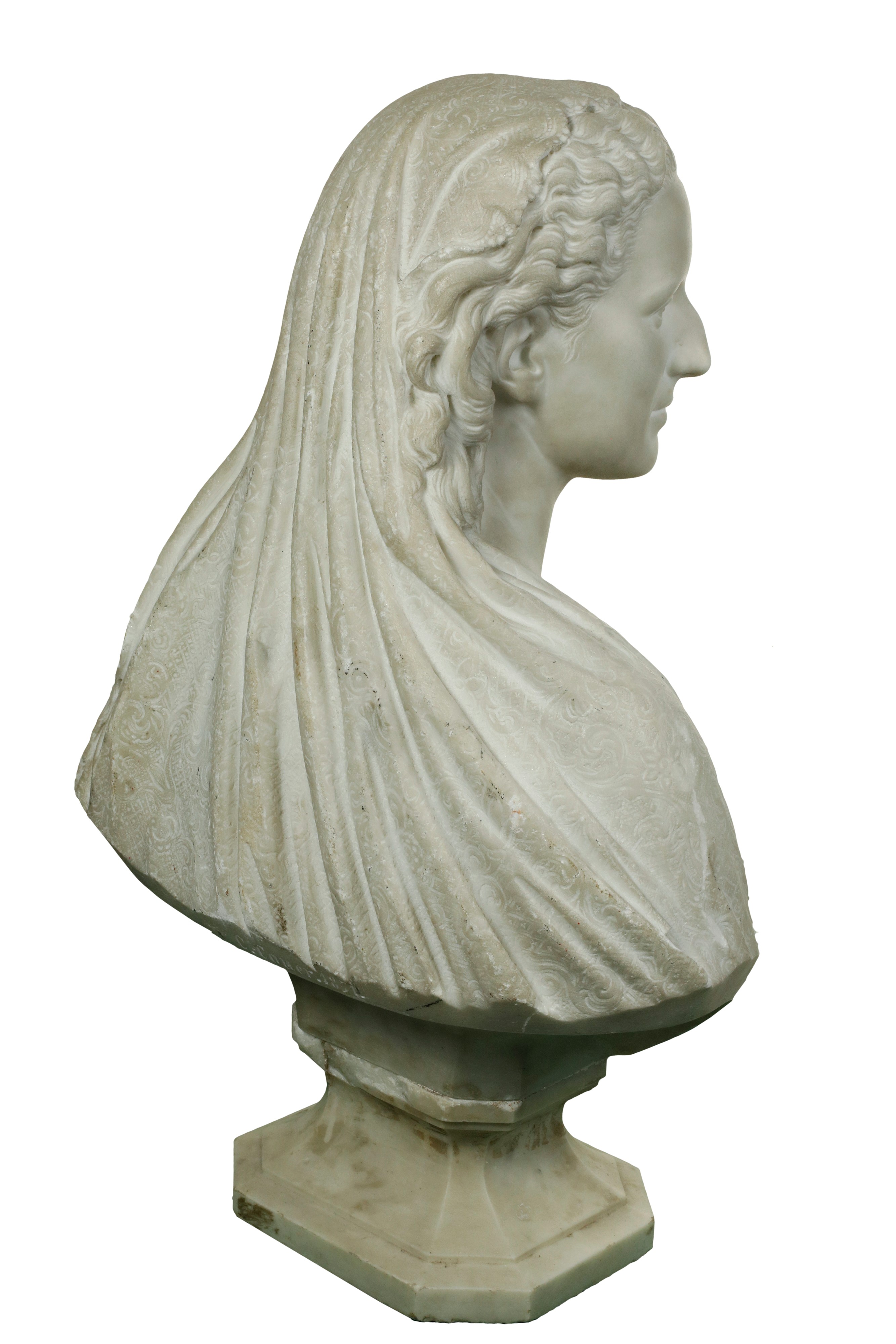 Busto muliebre in marmo bianco