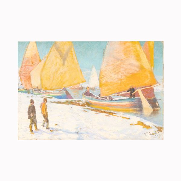 Tommaso Cascella - "APPRODO SULLA PESCARA INNEVATA" 
