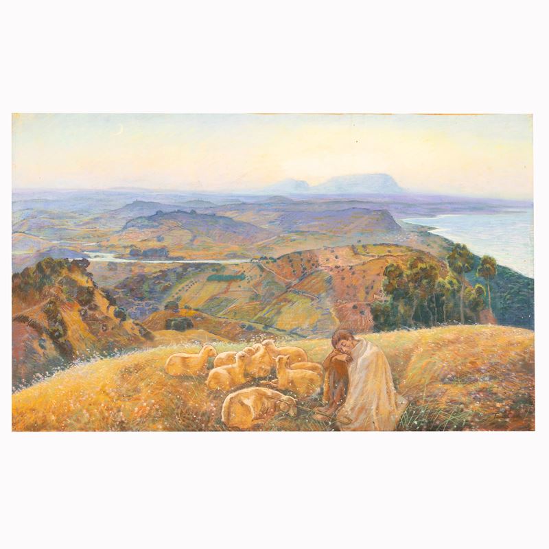Tommaso Cascella - Abruzzo al tramonto - Pastello su carta