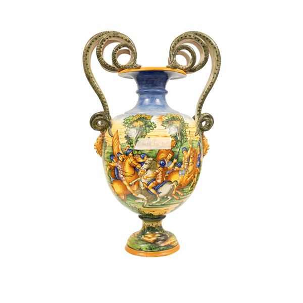 Vaso istoriato in maiolica, Molaroni, Pesaro