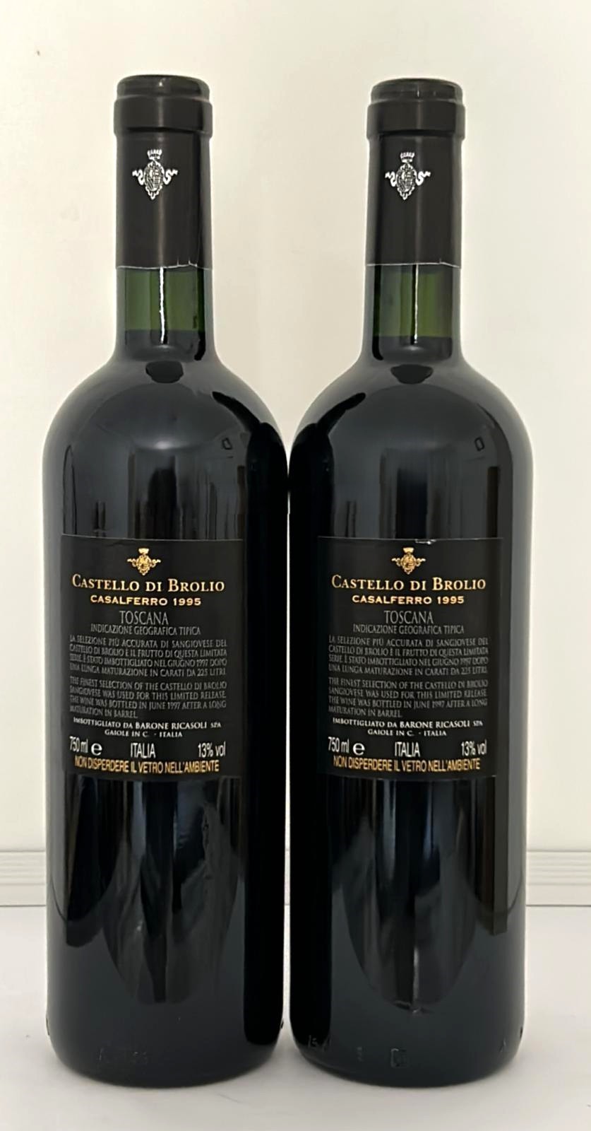 Gruppo di 2 bottiglie BARONE RICASOLI 1995