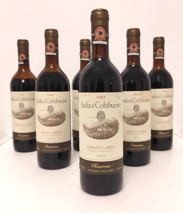 GRUPPO DI 6 BOTT. DI CHIANTI BADIA A CONTIBUONO 1965