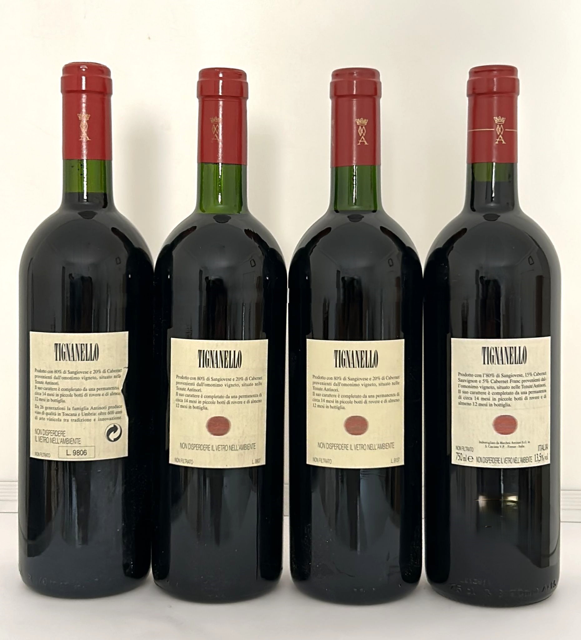 GRUPPO DI 4 BOTT. TIGNANELLO-ANTINORI '95-96-97-98