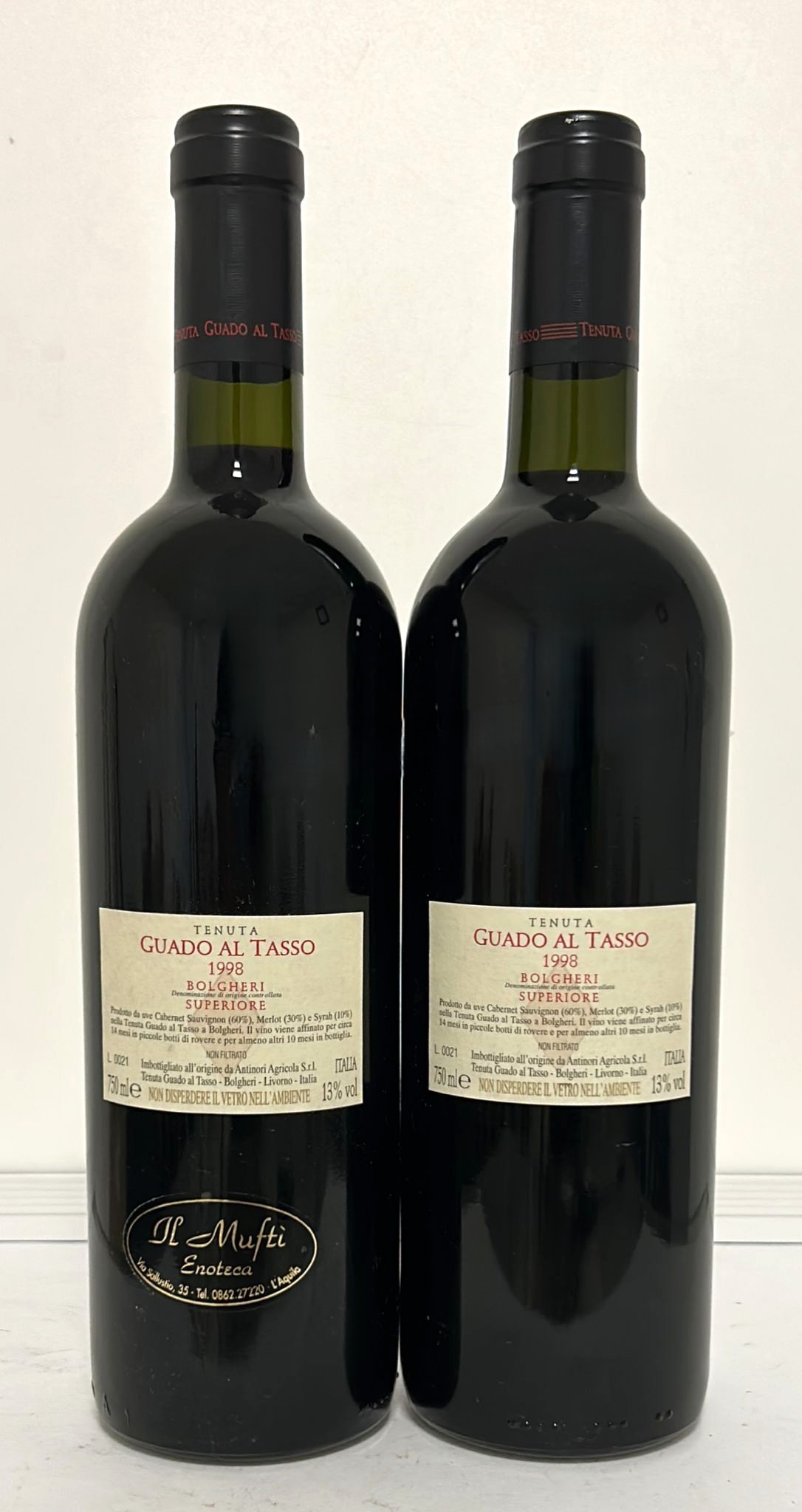 COPPIA DI BOTTIGLIE GUADO AL TASSO - ANTINORI 1998