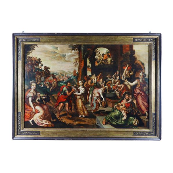 Maarten De Vos - Rebecca ed Eliezer al pozzo - Olio su tavola