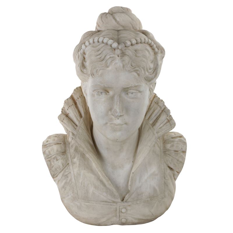 Scultura in marmo - Mezzo busto di nobildonna
