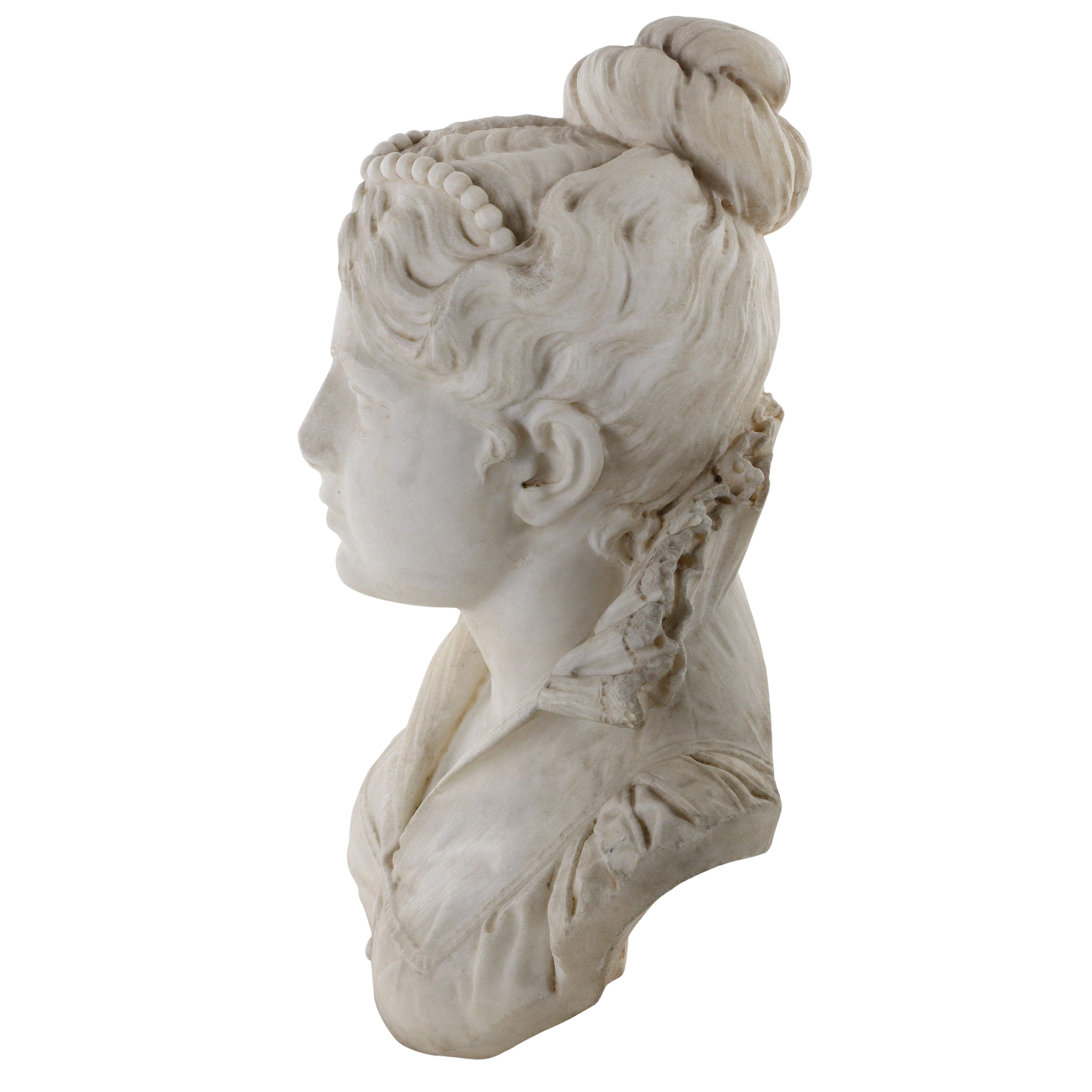 Scultura in marmo - Mezzo busto di nobildonna