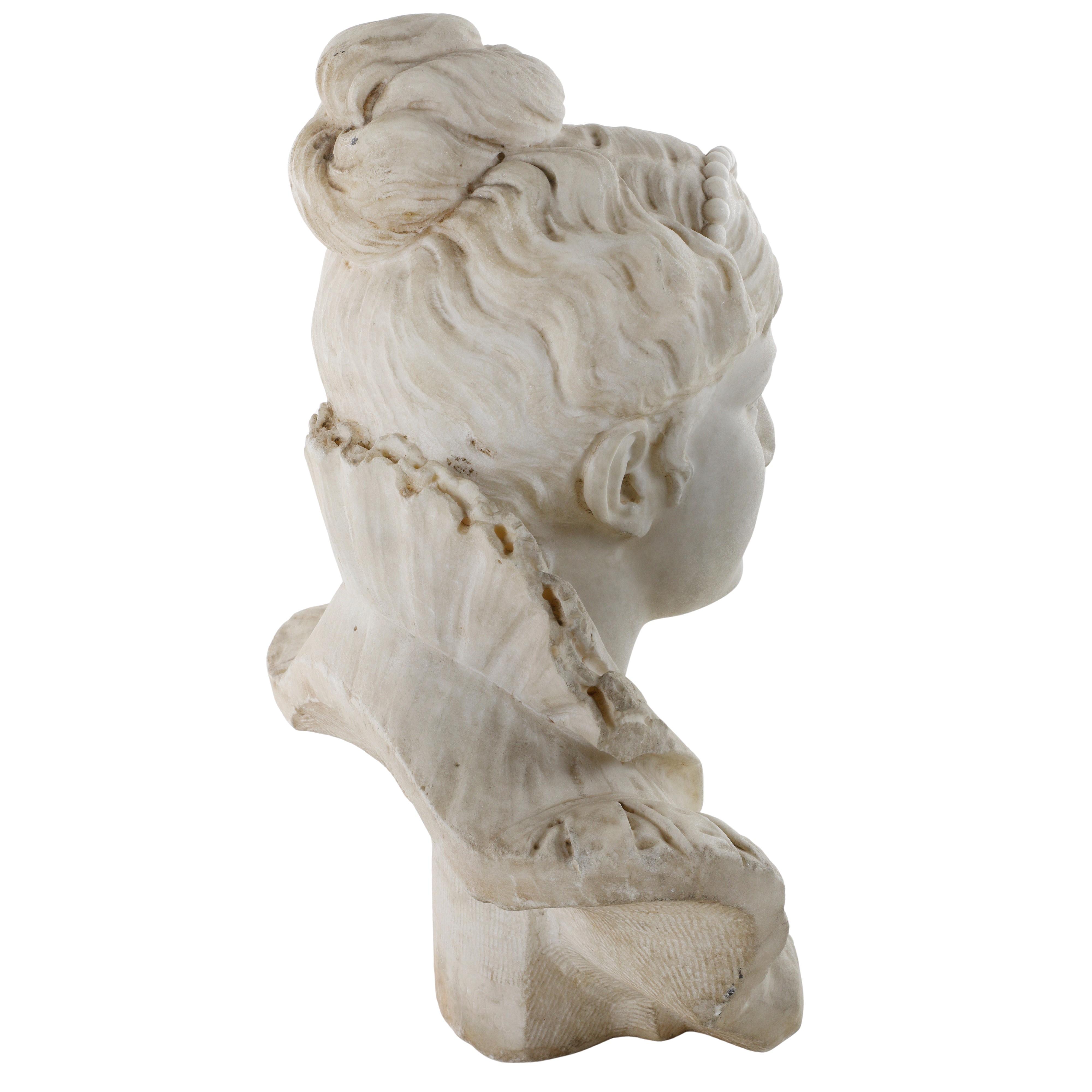 Scultura in marmo - Mezzo busto di nobildonna