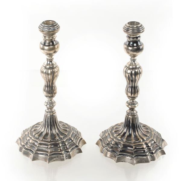 Coppia Candelieri in Argento 800
