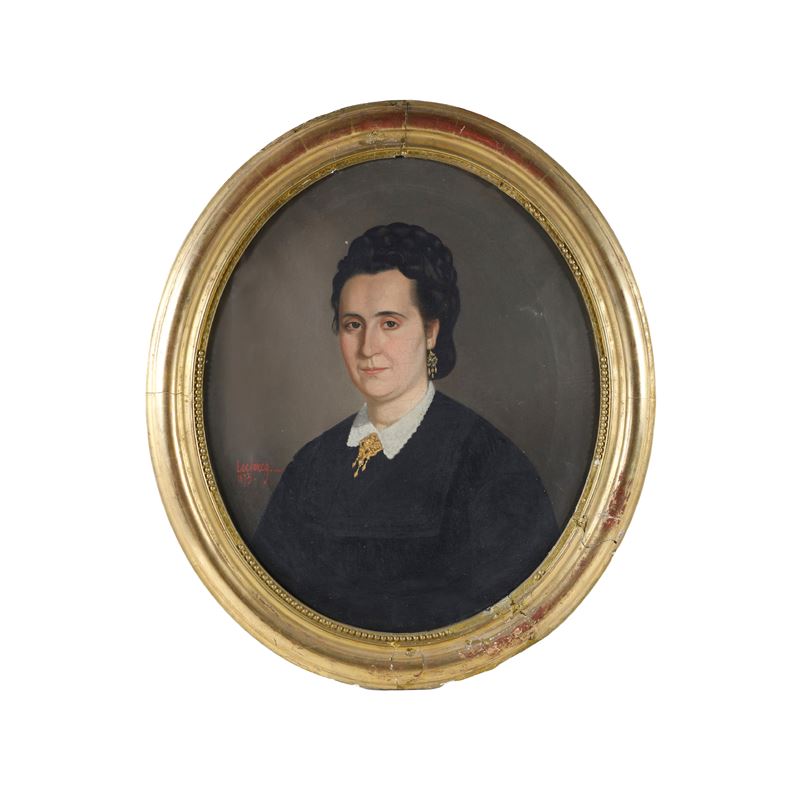 Leclercq, Ritratto di donna Dolores Domenech de Soldadel, olio su tela ovale