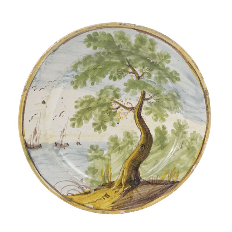 Piatto in ceramica Castelli, Fine XIX secolo