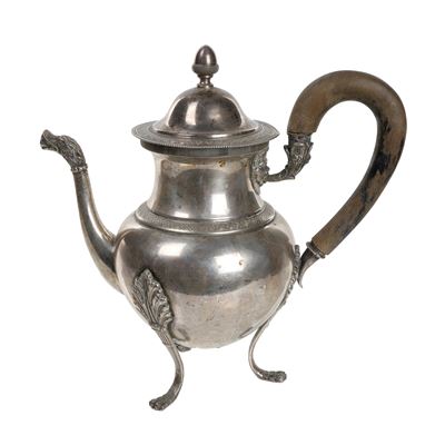 Caffettiera in argento 800, stile Impero, inizio XIX secolo