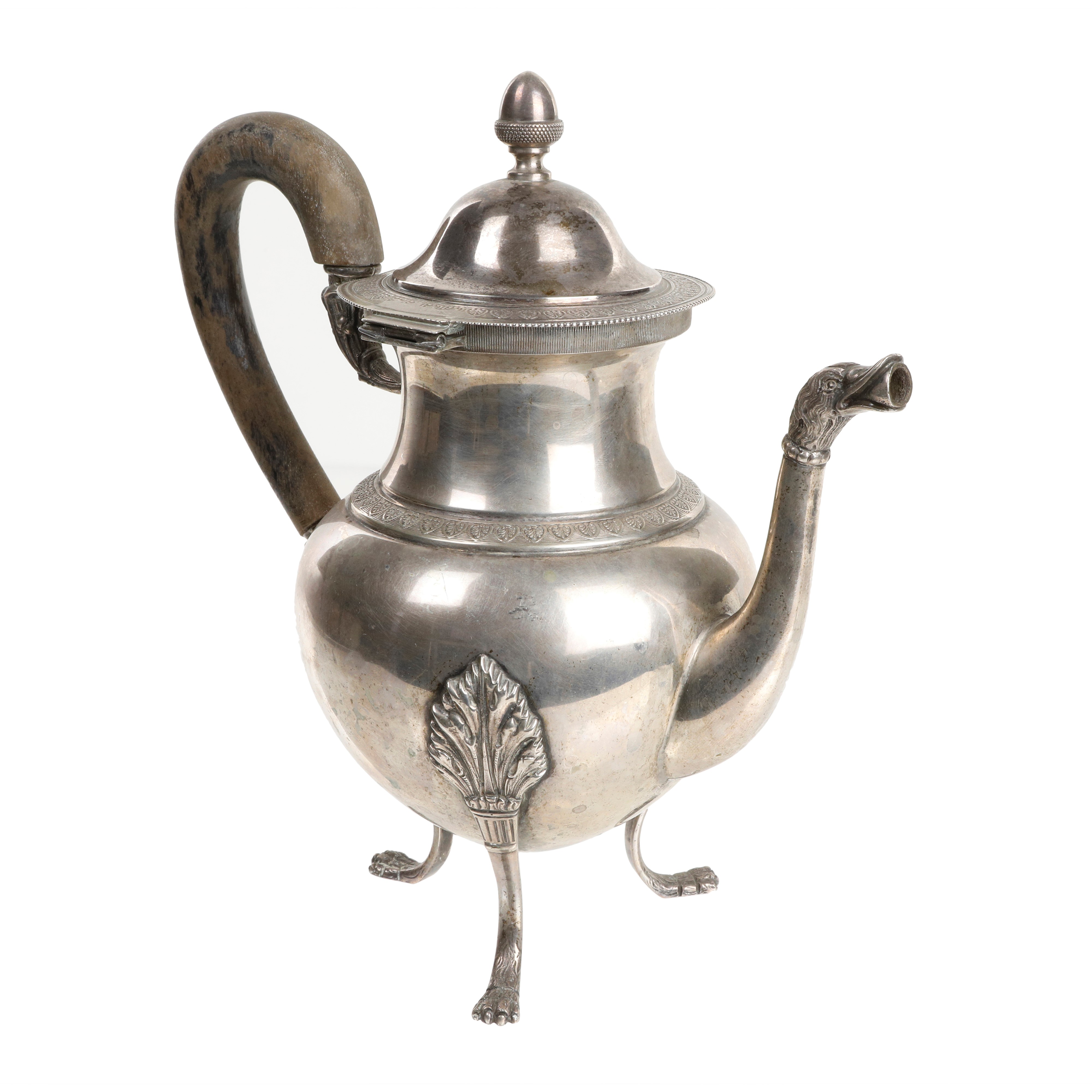 Caffettiera in argento 800, stile Impero, inizio XIX secolo