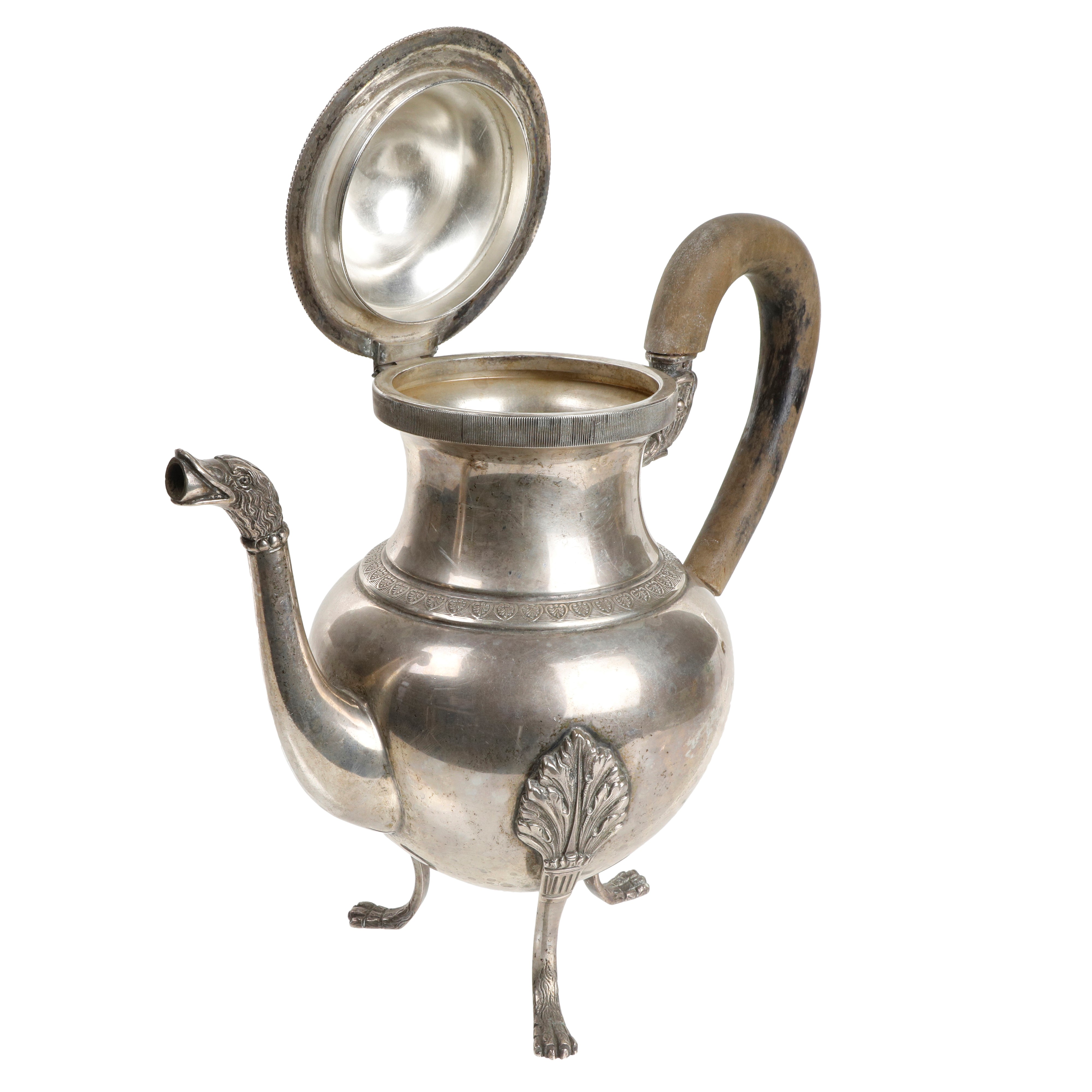 Caffettiera in argento 800, stile Impero, inizio XIX secolo