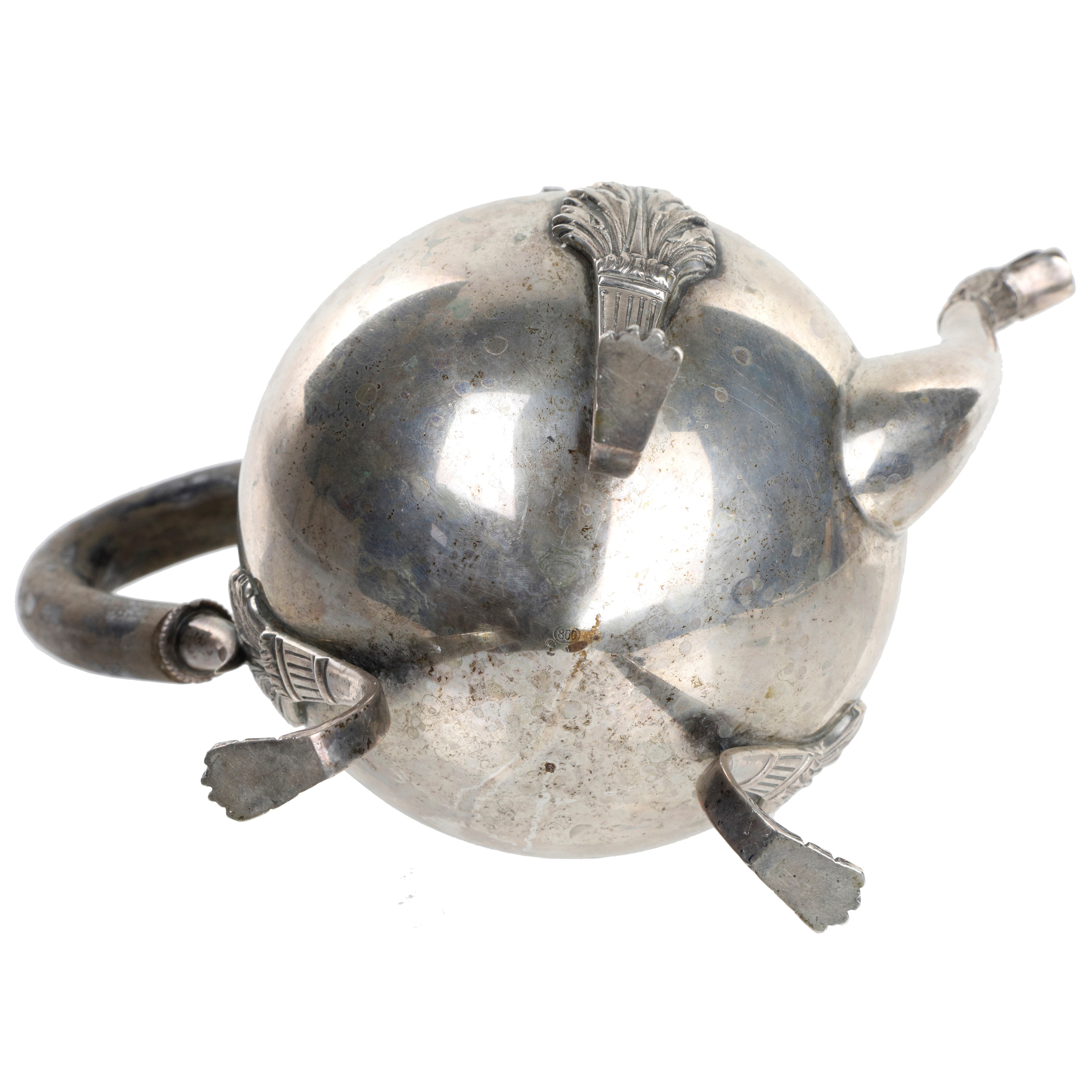 Caffettiera in argento 800, stile Impero, inizio XIX secolo