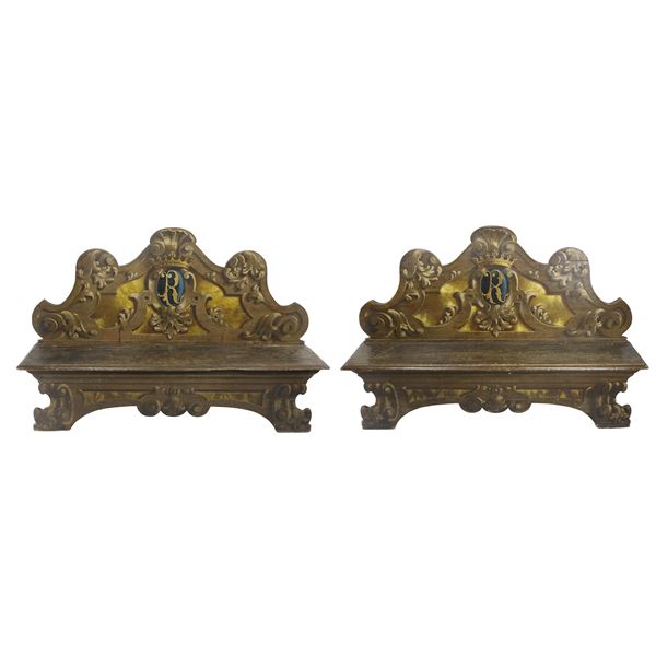 Coppia panche dipinte Marche, fine XVIII inizi XIX secolo.