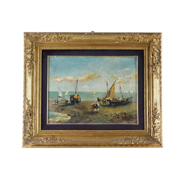 Arnaldo Delisio - Marina con barche