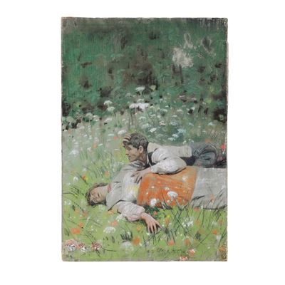 Pastorelli innamorati, pastello su carta