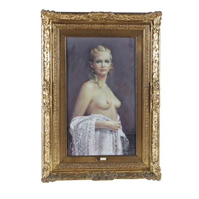 Modella bionda, olio su tela