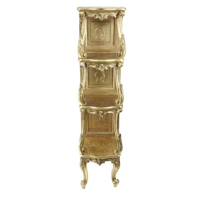 Etagère dorata in legno di pioppo, Napoli, stile Luigi XV, fine XIX secolo