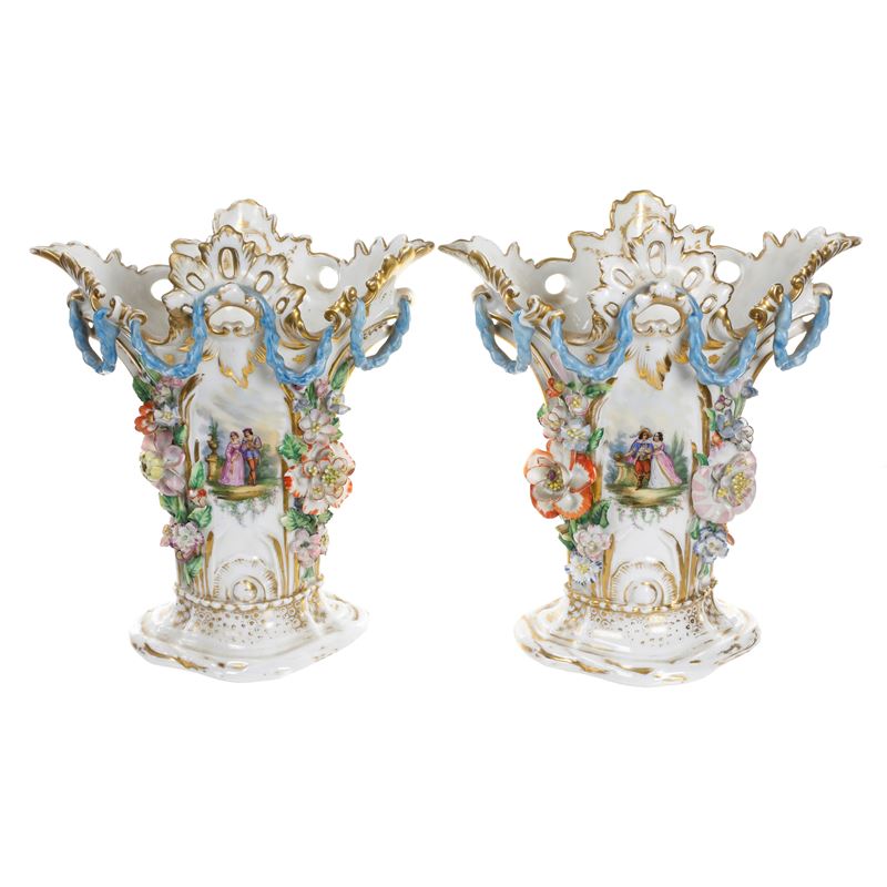 Coppia di vasi Luigi Filippo, ceramica, XIX secolo