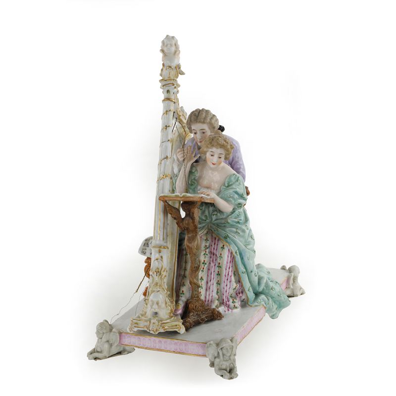 Scultura in porcellana - Suonatori di arpa - Sassonia