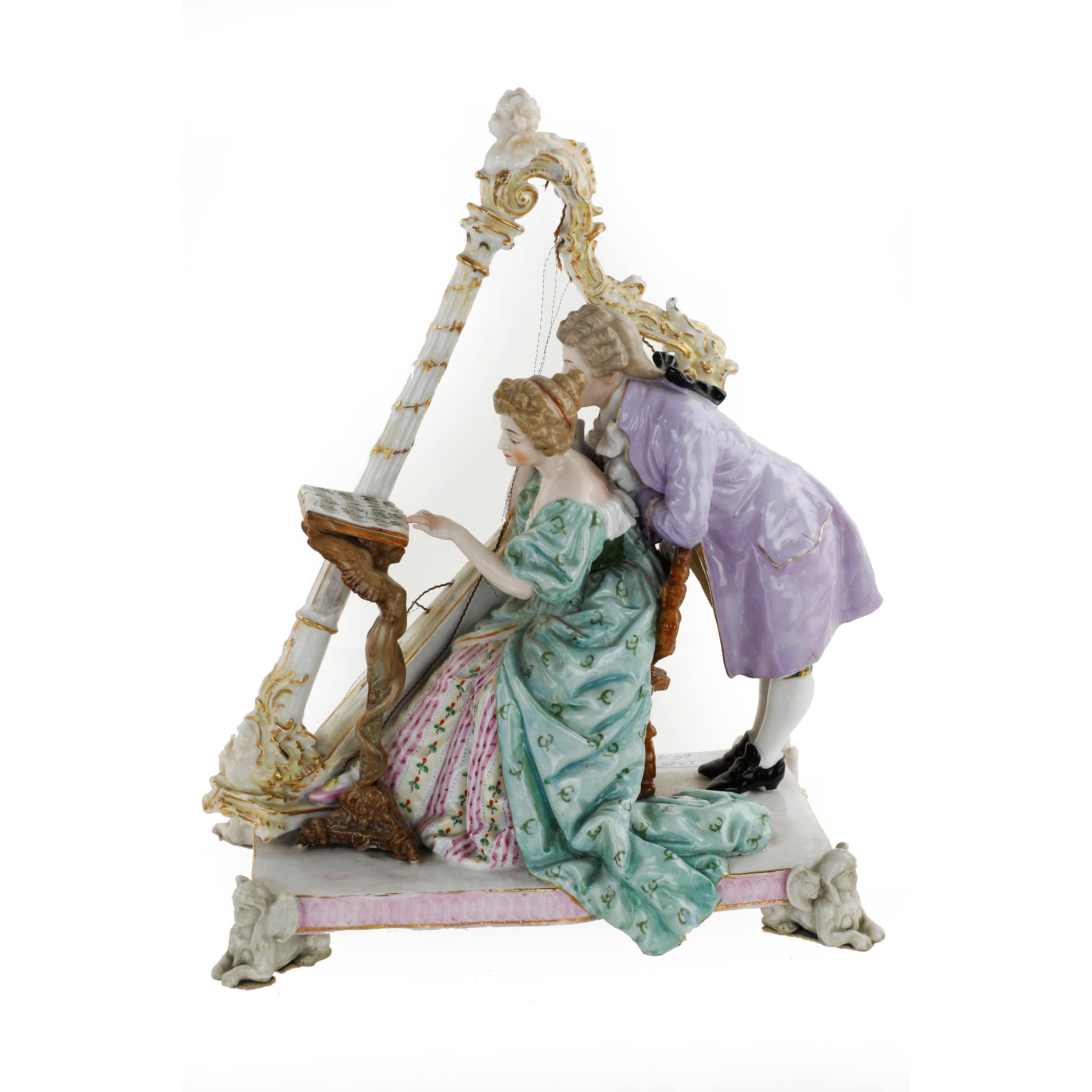 Scultura in porcellana - Suonatori di arpa - Sassonia