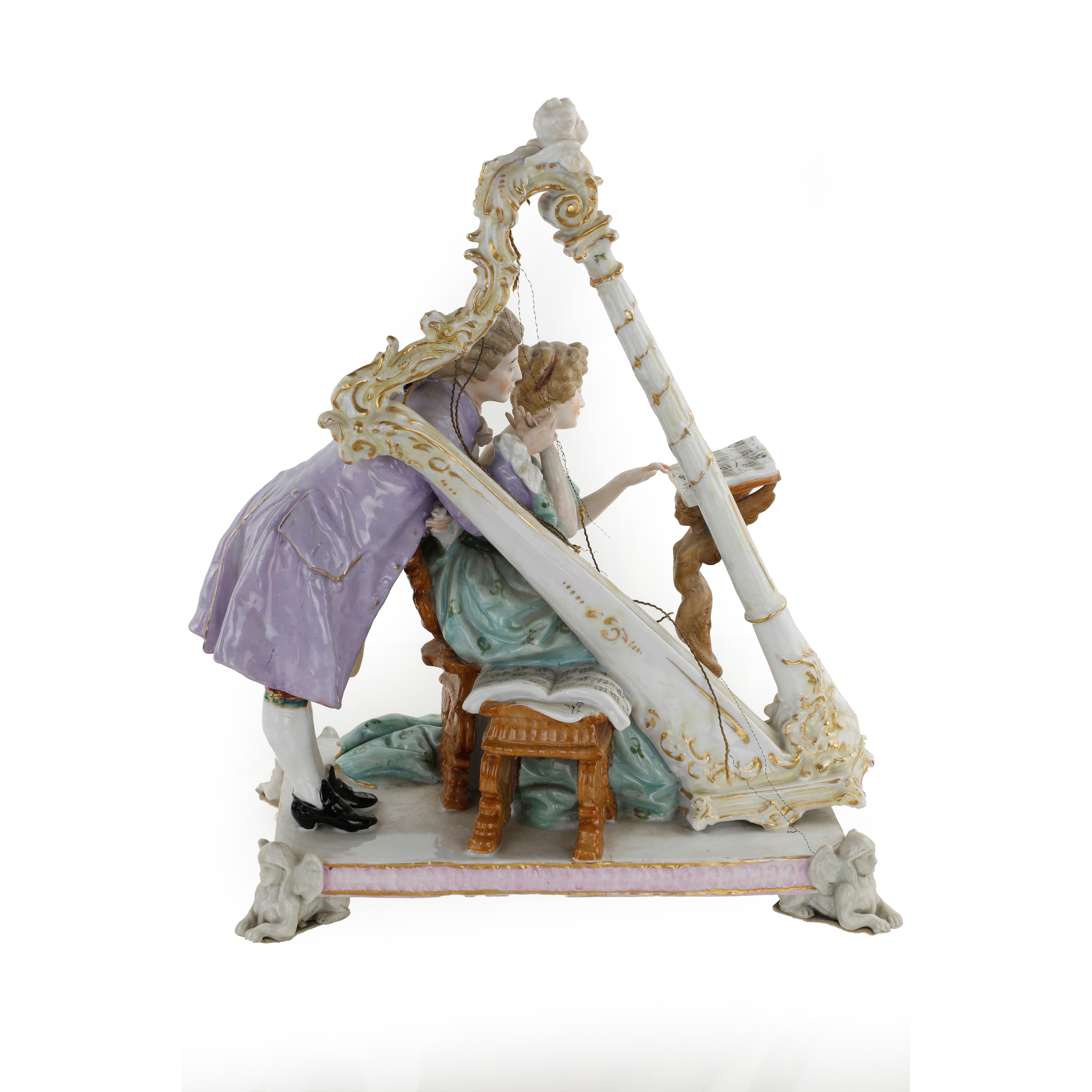 Scultura in porcellana - Suonatori di arpa - Sassonia