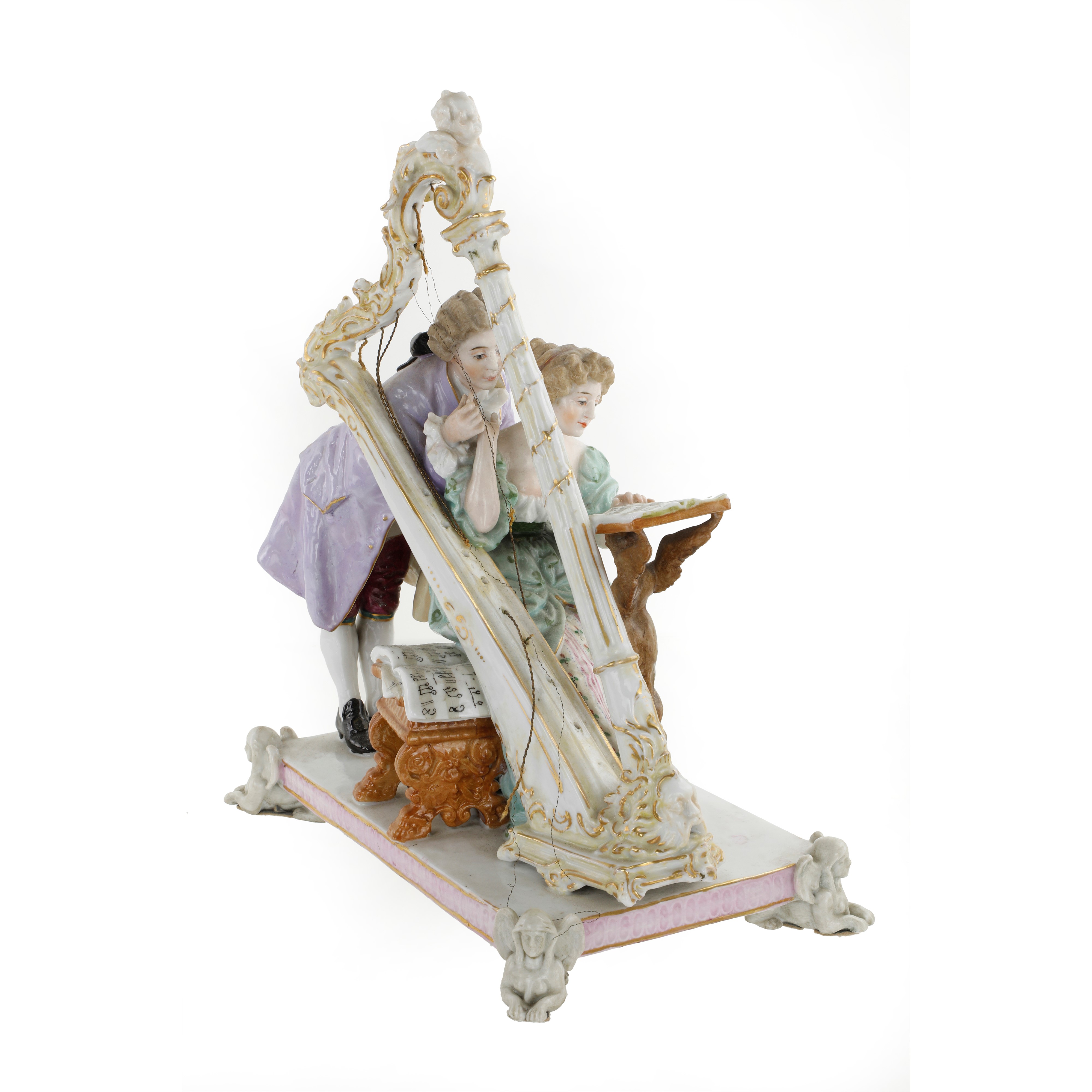 Scultura in porcellana - Suonatori di arpa - Sassonia