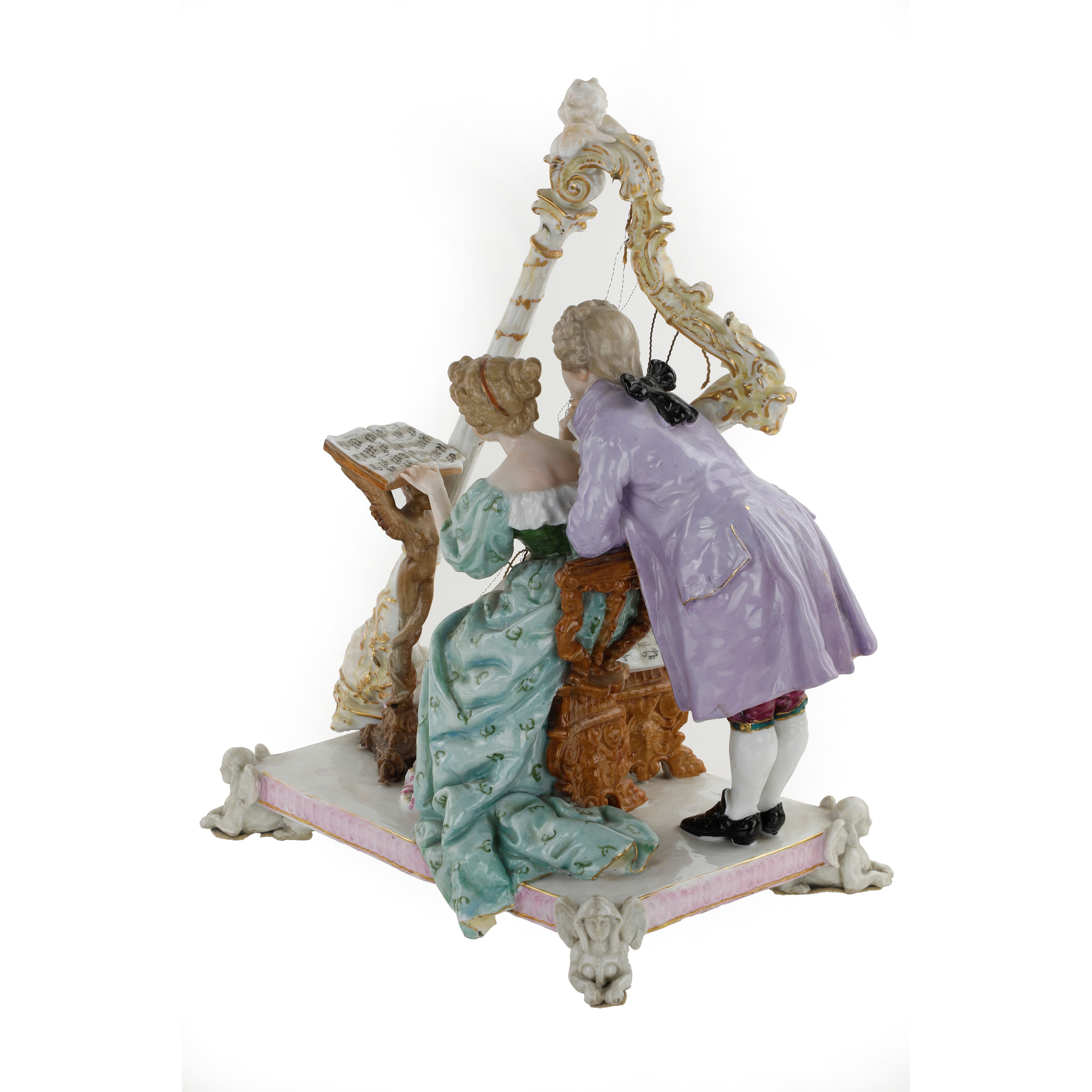 Scultura in porcellana - Suonatori di arpa - Sassonia