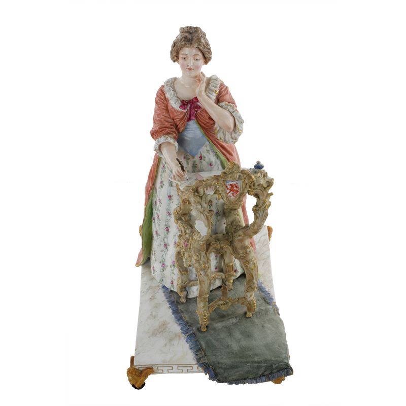 Scultura in porcellana, Donna che legge - Germania, Fine XIX secolo