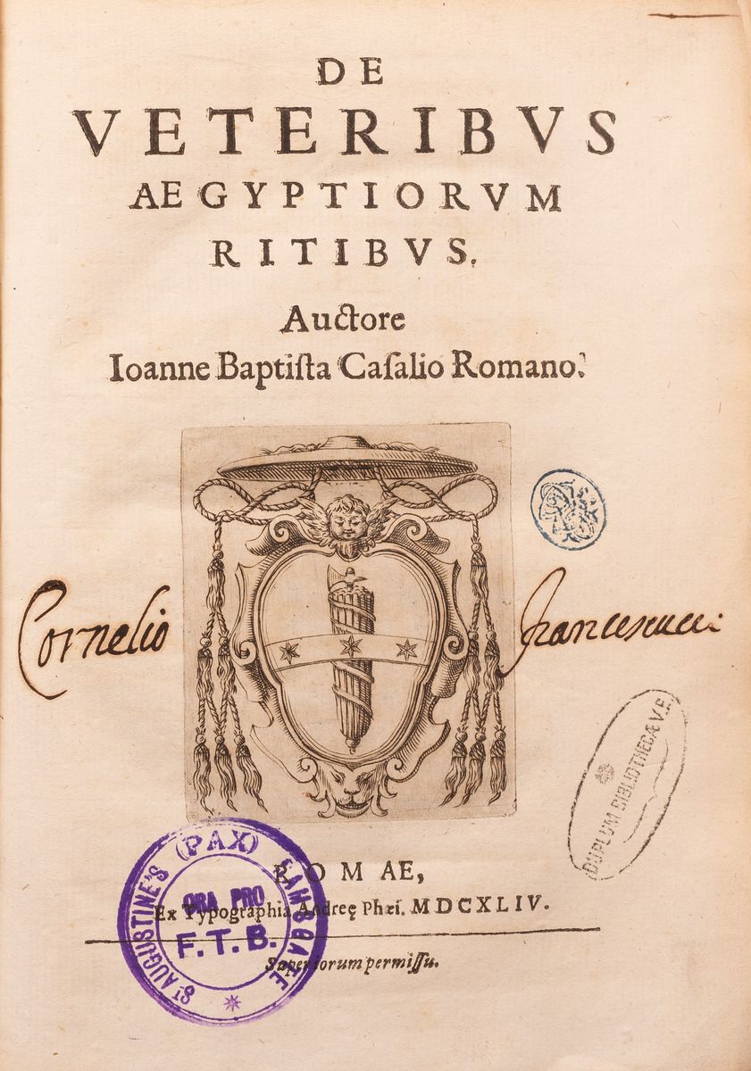 Casalio Romano, 1) De Veteribus Aegyptiorum Ritibus 2) De Antiquis Romanorum Ritibus 3) De Veteri...