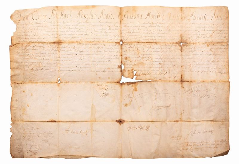 Manoscritto in Pergamena Marchese Cesare Michele Angelo D'avalos