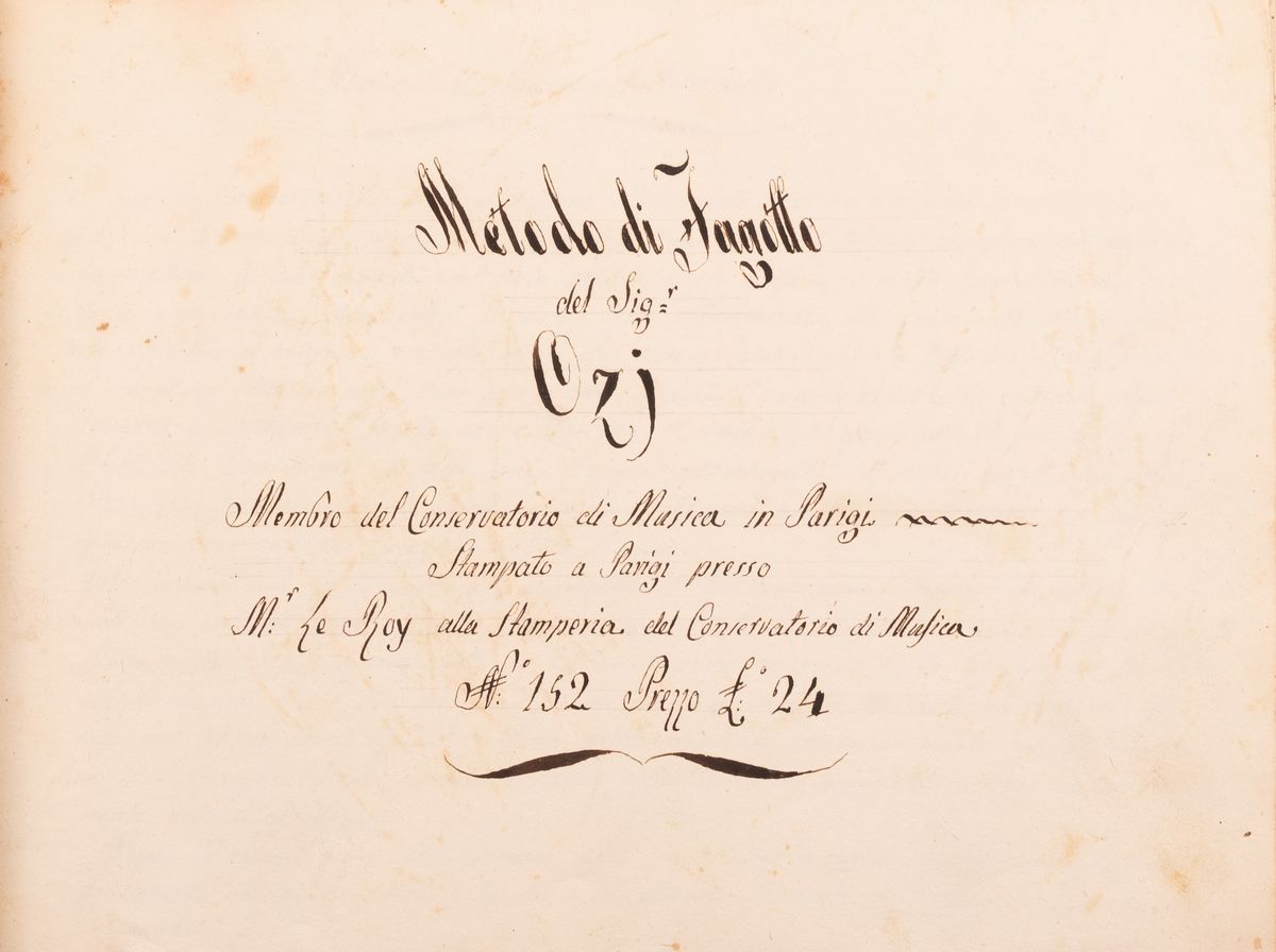 Metodo di Fagotto del Sig. Ozj, Membro del Conservatorio di Musica di Parigi