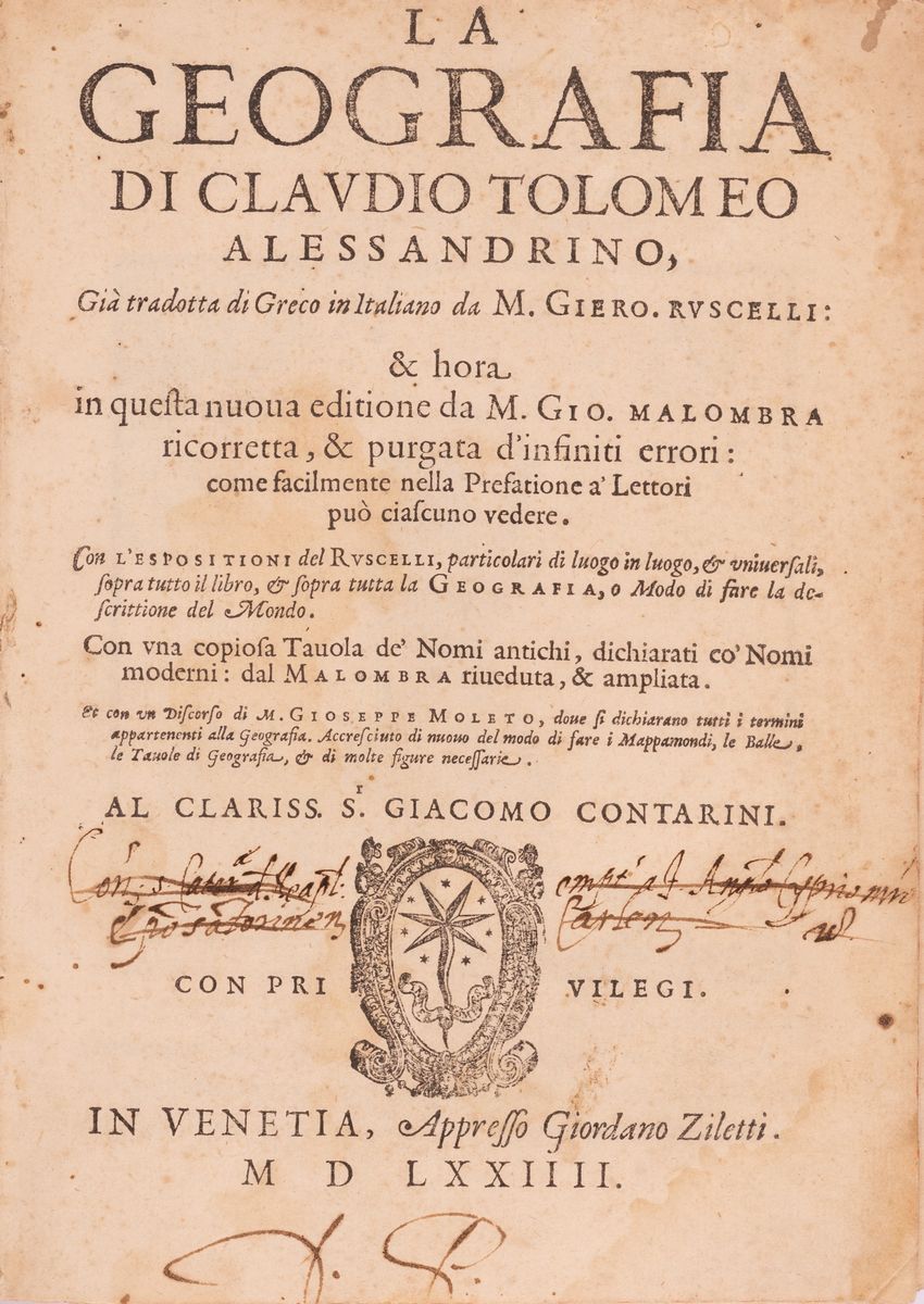 La Geografia di Claudio Tolomeo Alessandrino - Discorso di M. Gioseppe Moleto