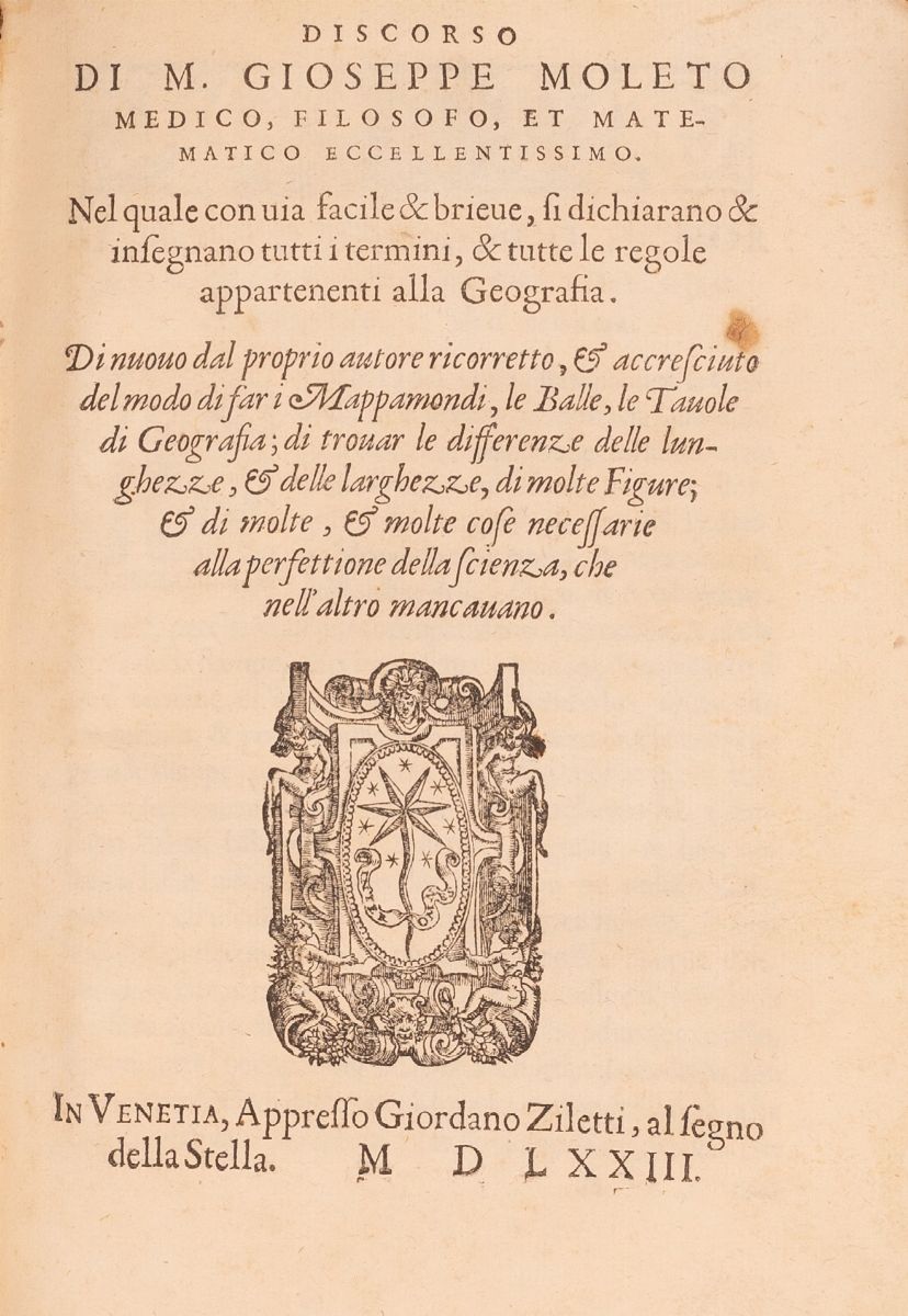 La Geografia di Claudio Tolomeo Alessandrino - Discorso di M. Gioseppe Moleto