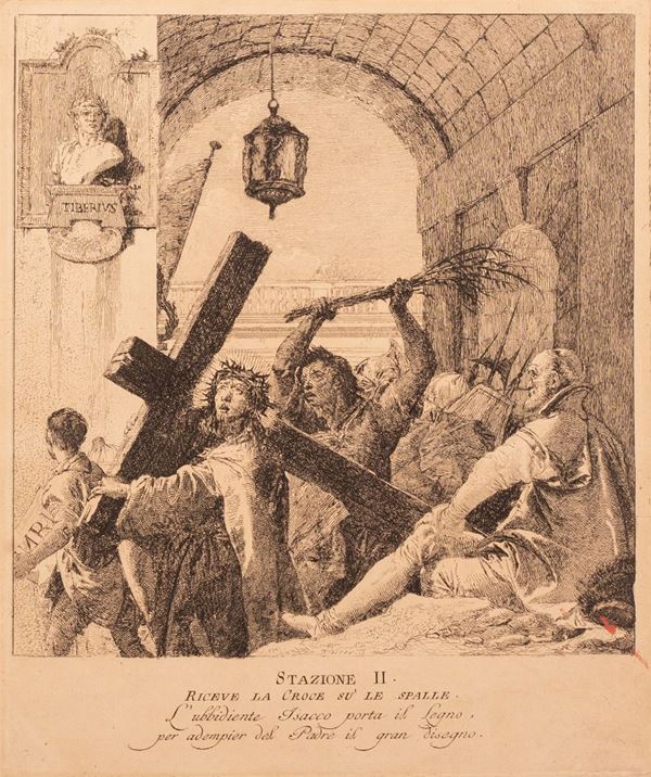 Giandomenico  Tiepolo : Cristo incontra la Madre  (1749)  - Acquaforte - Asta Libri Antichi, Incisioni, Disegni e Manoscritti (Prima sessione) - Gliubich Casa d'Aste